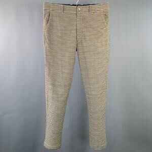 45rpm Size 34 Cream Blue Stripe Cotton Straight Casual Pants
